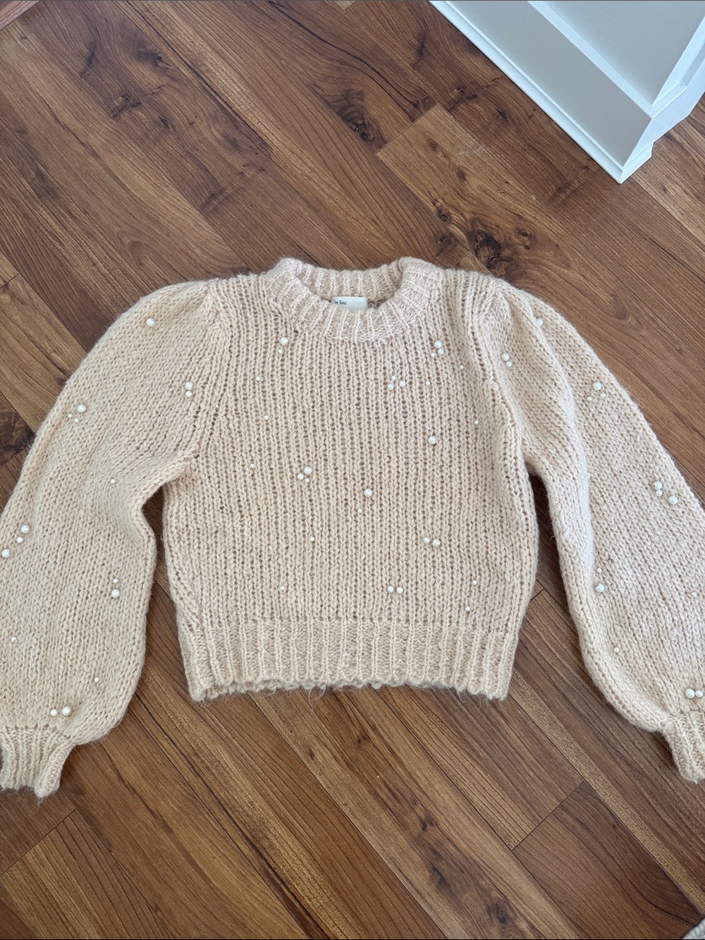 Pearl-Embellished Knit Sweater